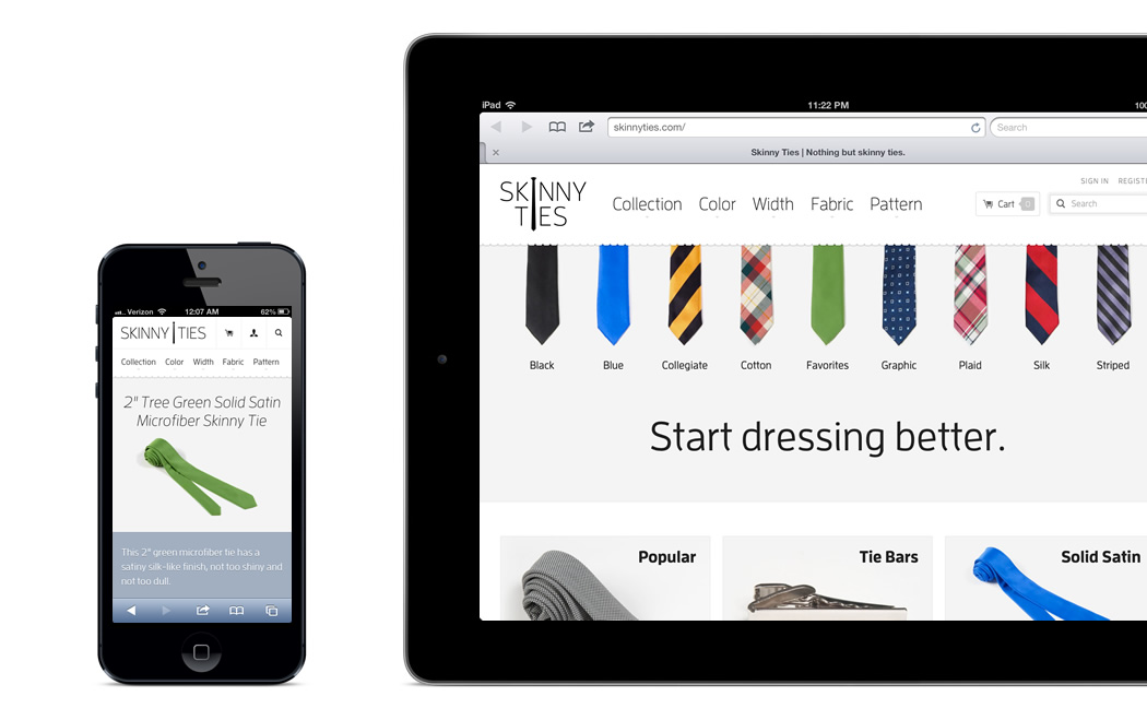Skinny Ties responsive eCommerce